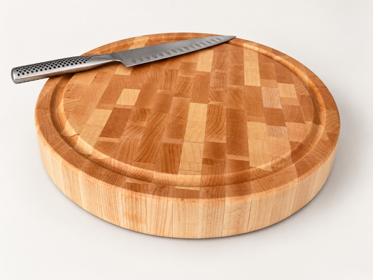 13″ Round End-Grain Cutting Board in Cherry - view 1