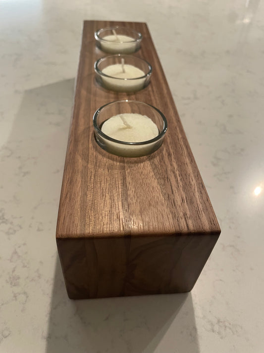 Handcrafted Walnut Tea Light Candle Holder