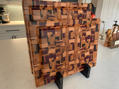 Chaos Cutting Board – Handcrafted Mixed Hardwood End Grain Board