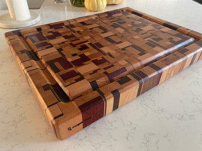 Chaos Cutting Board – Handcrafted Mixed Hardwood End Grain Board