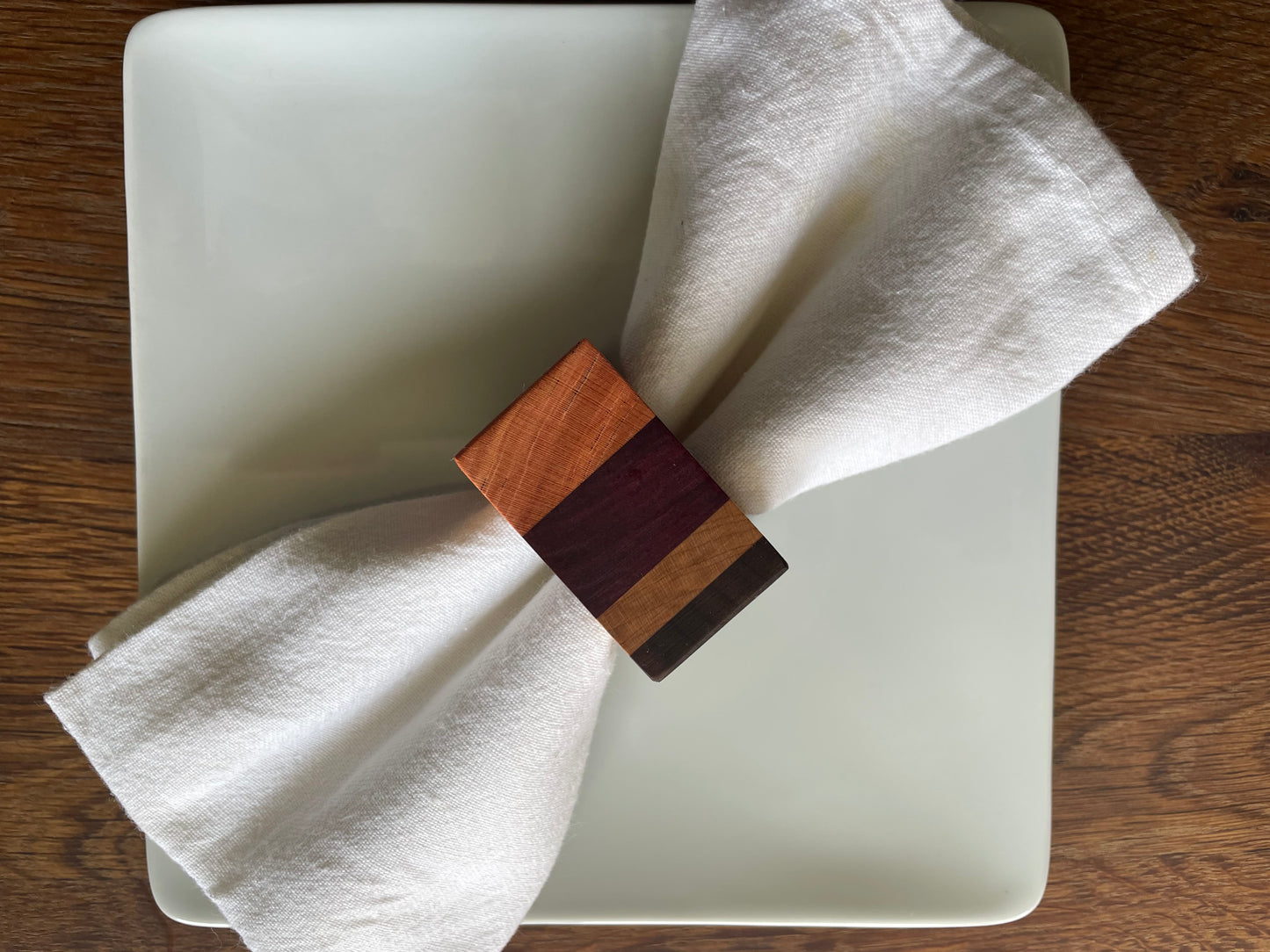 Square Hardwood Napkin Rings