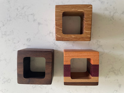 Square Hardwood Napkin Rings
